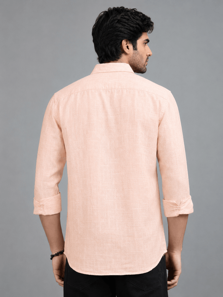 Back view of peach linen shirt