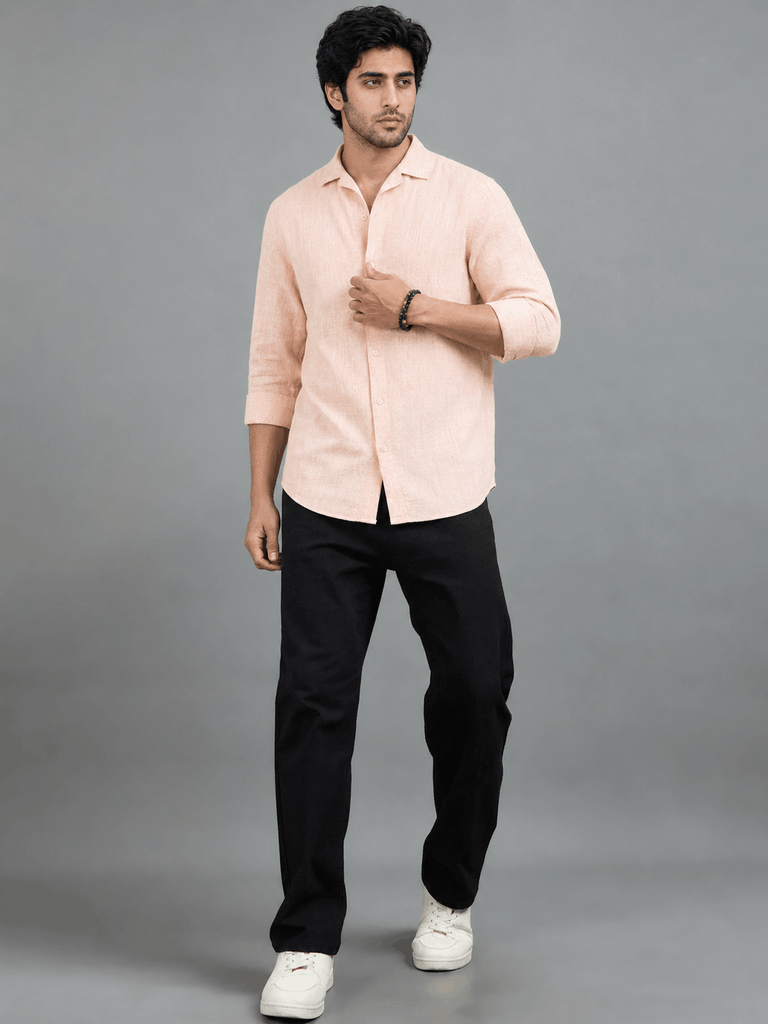 Full length view of peach linen shirt